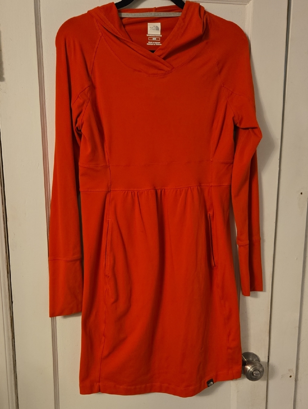 Women's Orange Hooded Long-Sleeve Dress